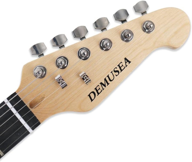 demusea 36 Inch electric guitar kit 3/4 mini short scale black color with portable 5W amplifier travel amp set sss pickups fixed bridge suitable for starter beginner practice with strap gigbag bundle(BKMI-30) - Image 4